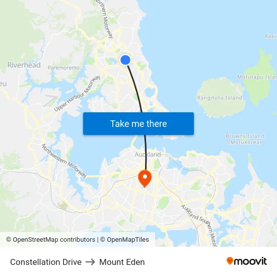Constellation Drive to Mount Eden map