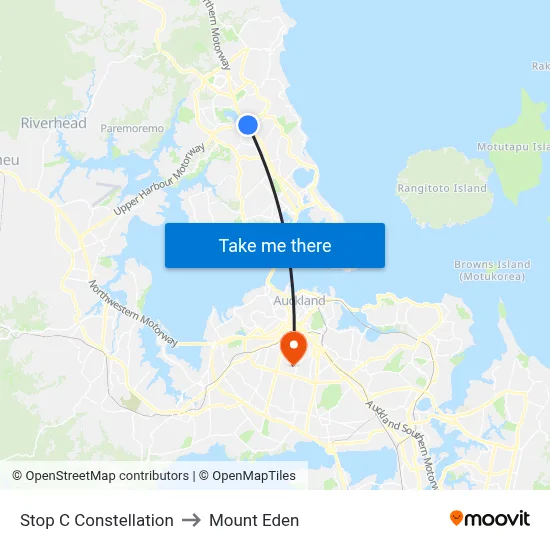 Stop C Constellation to Mount Eden map