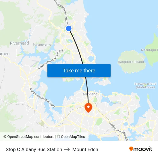 Stop C Albany Bus Station to Mount Eden map