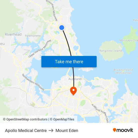 Apollo Medical Centre to Mount Eden map