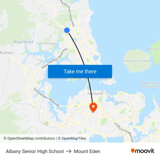 Albany Senior High School to Mount Eden map