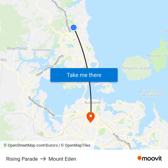 Rising Parade to Mount Eden map