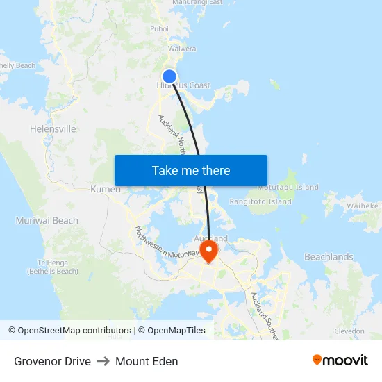 Grovenor Drive to Mount Eden map