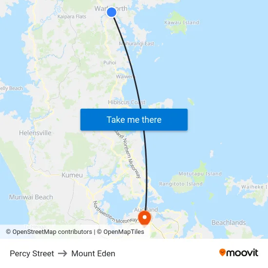Percy Street to Mount Eden map