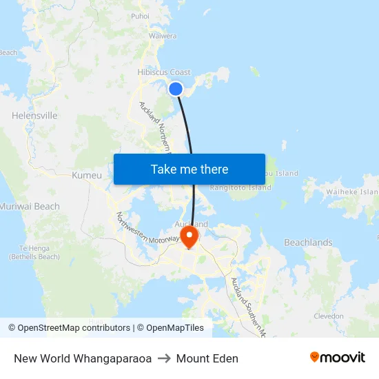 New World Whangaparaoa to Mount Eden map