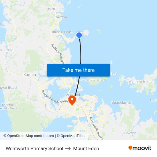 Wentworth Primary School to Mount Eden map