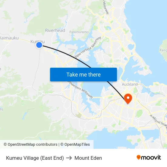 Kumeu Village (East End) to Mount Eden map