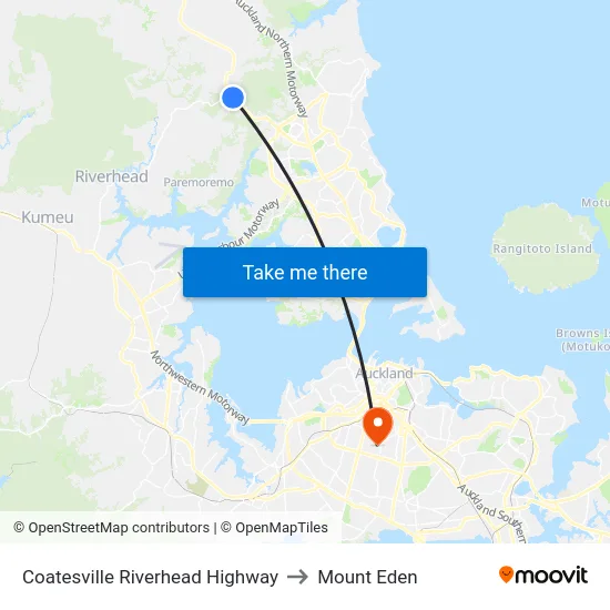 Coatesville Riverhead Highway to Mount Eden map