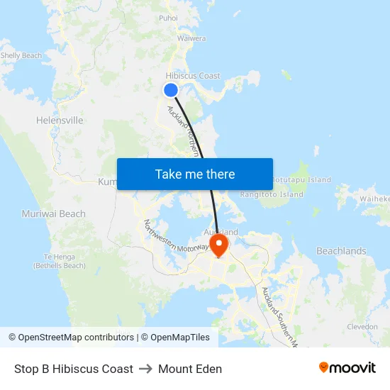 Stop B Hibiscus Coast to Mount Eden map