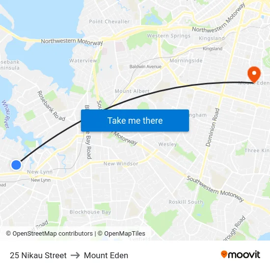 25 Nikau Street to Mount Eden map