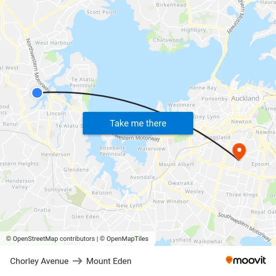 Chorley Avenue to Mount Eden map