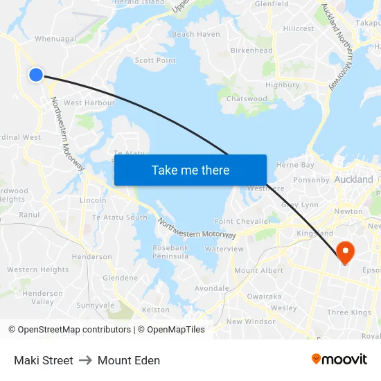 Maki Street to Mount Eden map