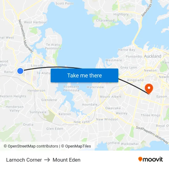 Larnoch Corner to Mount Eden map