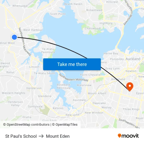 St Paul's School to Mount Eden map