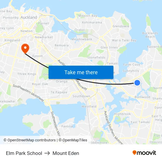 Elm Park School to Mount Eden map