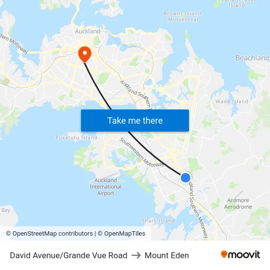 David Avenue/Grande Vue Road to Mount Eden map