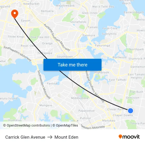 Carrick Glen Avenue to Mount Eden map