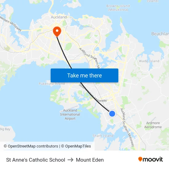 St Anne's Catholic School to Mount Eden map