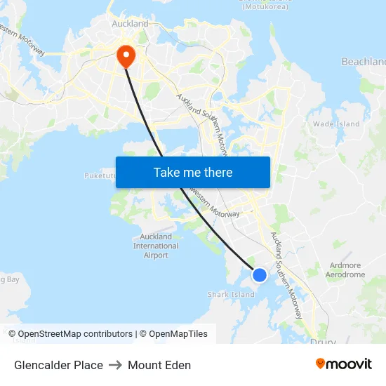 Glencalder Place to Mount Eden map