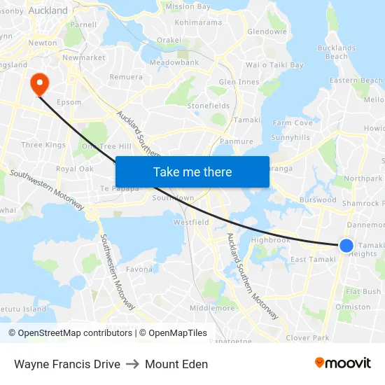 Wayne Francis Drive to Mount Eden map