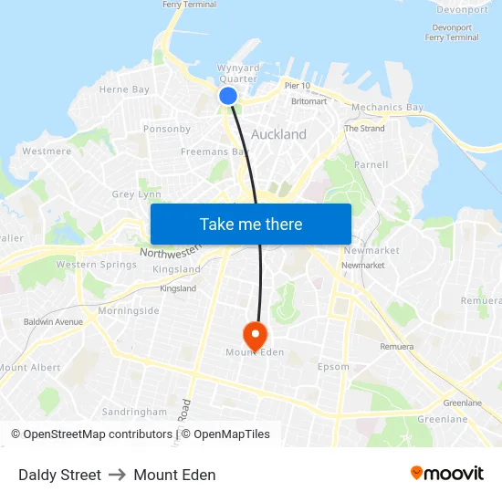 Daldy Street to Mount Eden map