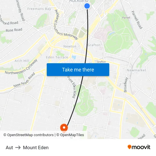 Aut to Mount Eden map