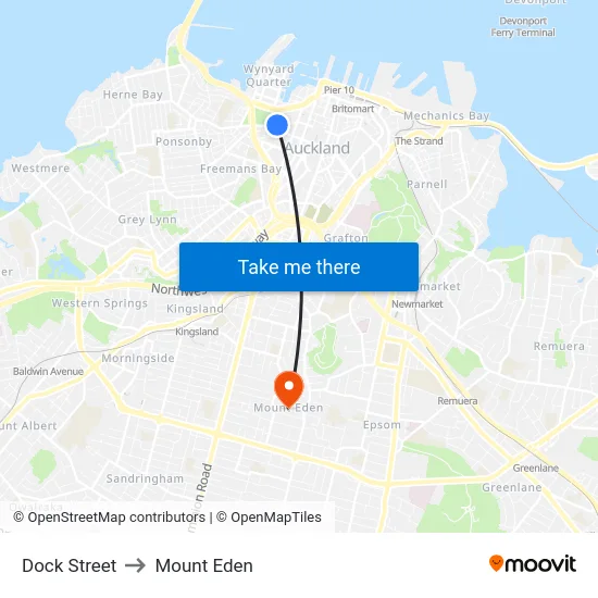 Dock Street to Mount Eden map