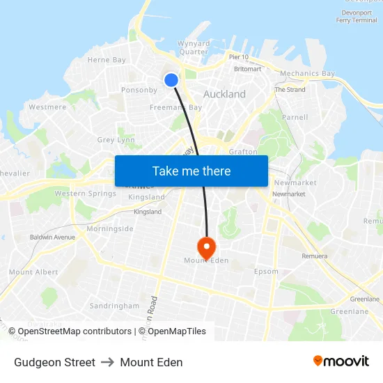 Gudgeon Street to Mount Eden map
