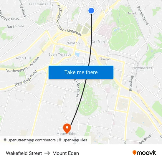 Wakefield Street to Mount Eden map