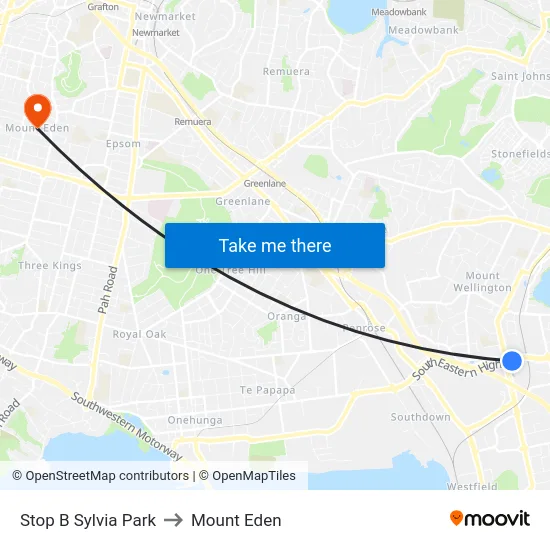 Stop B Sylvia Park to Mount Eden map