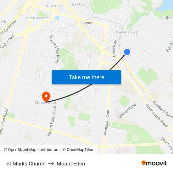St Marks Church to Mount Eden map