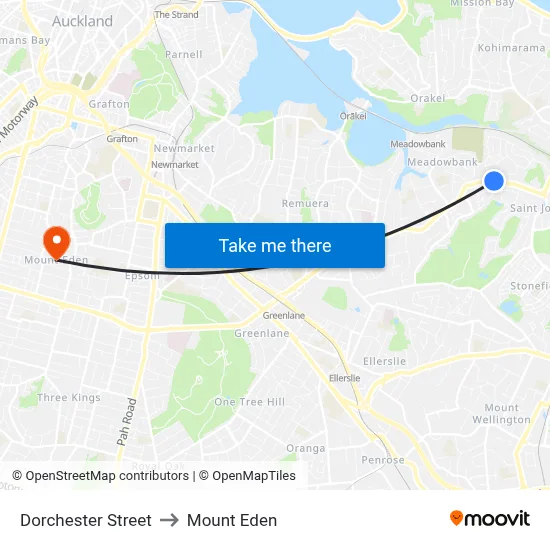 Dorchester Street to Mount Eden map