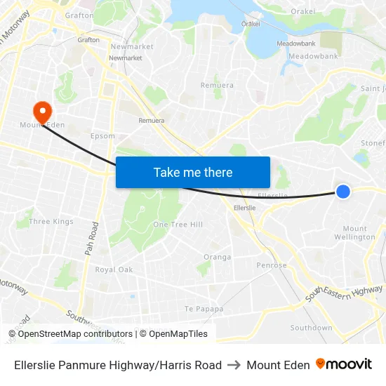Ellerslie Panmure Highway/Harris Road to Mount Eden map