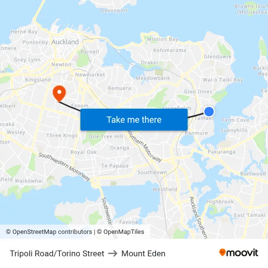Tripoli Road/Torino Street to Mount Eden map