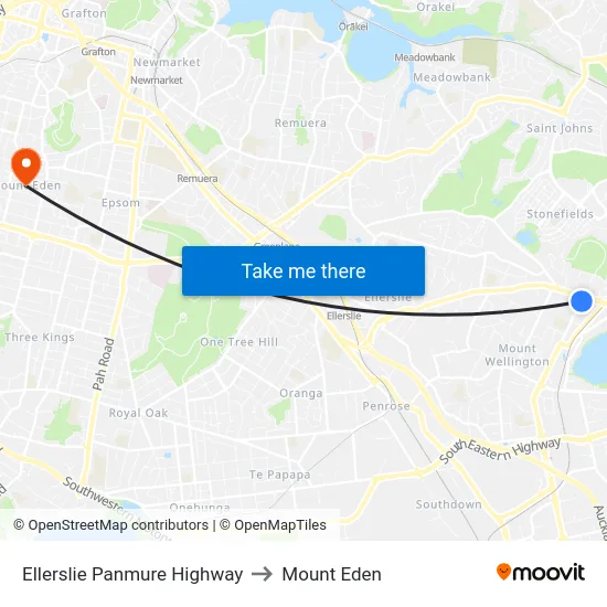 Ellerslie Panmure Highway to Mount Eden map