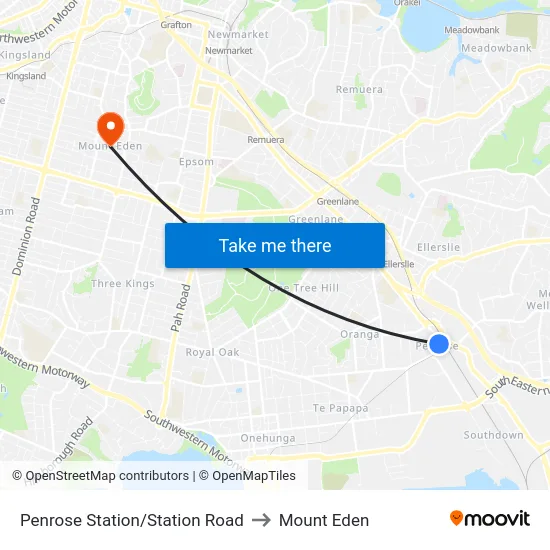 Penrose Station/Station Road to Mount Eden map