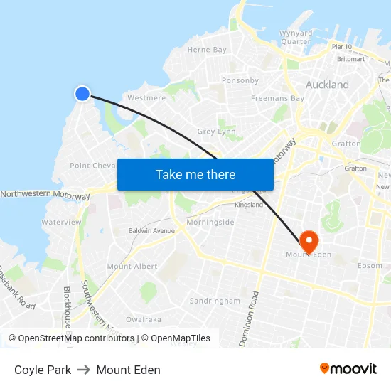 Coyle Park to Mount Eden map