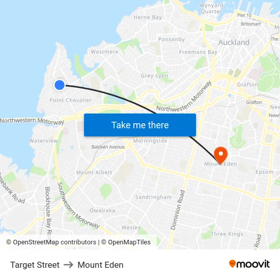 Target Street to Mount Eden map