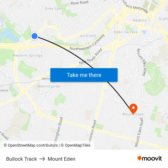 Bullock Track to Mount Eden map