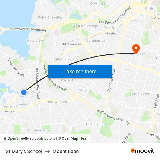 St Mary's School to Mount Eden map