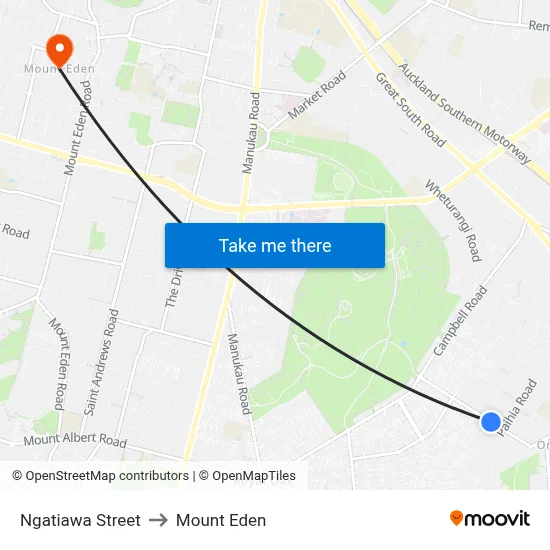 Ngatiawa Street to Mount Eden map