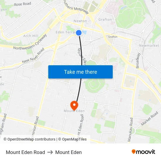 Mount Eden Road to Mount Eden map