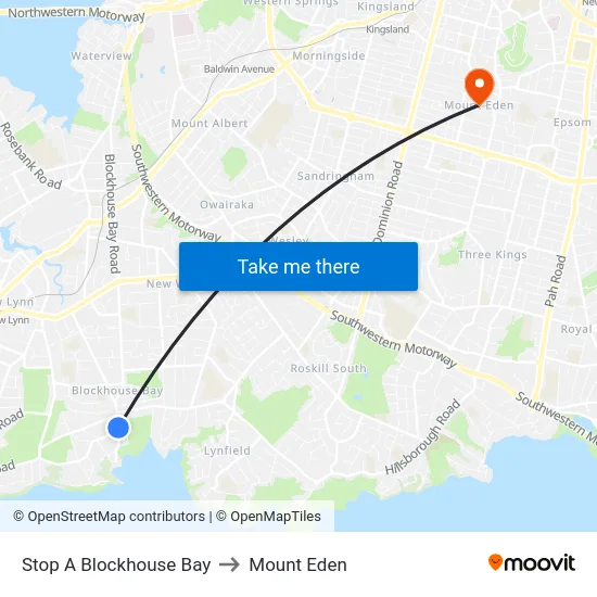 Stop A Blockhouse Bay to Mount Eden map