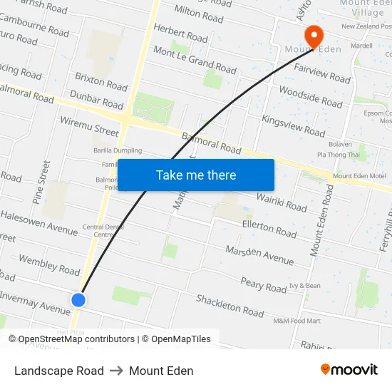 Landscape Road to Mount Eden map