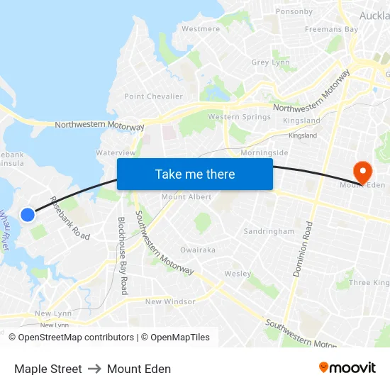 Maple Street to Mount Eden map