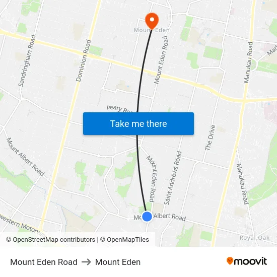 Mount Eden Road to Mount Eden map