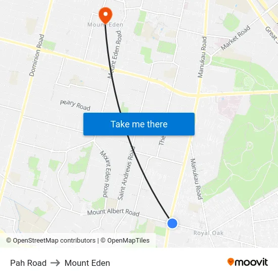 Pah Road to Mount Eden map