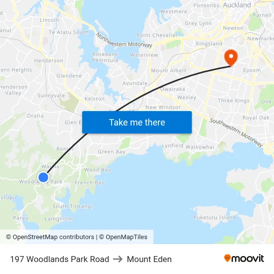 197 Woodlands Park Road to Mount Eden map