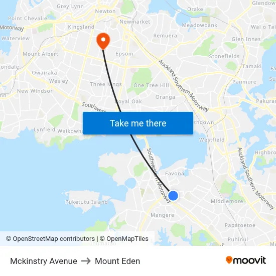 Mckinstry Avenue to Mount Eden map