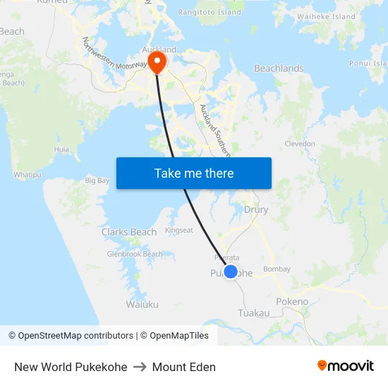New World Pukekohe to Mount Eden map